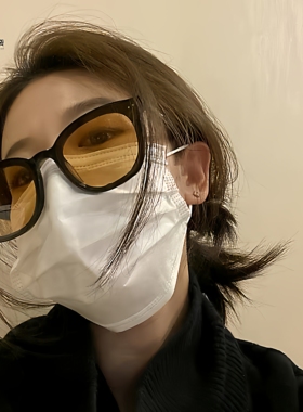 三亚复古橘黄方框遮阳太阳镜