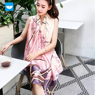 三亚- 欢乐颂2同款丝巾印花仿真丝巾女春秋长款女士围巾披肩