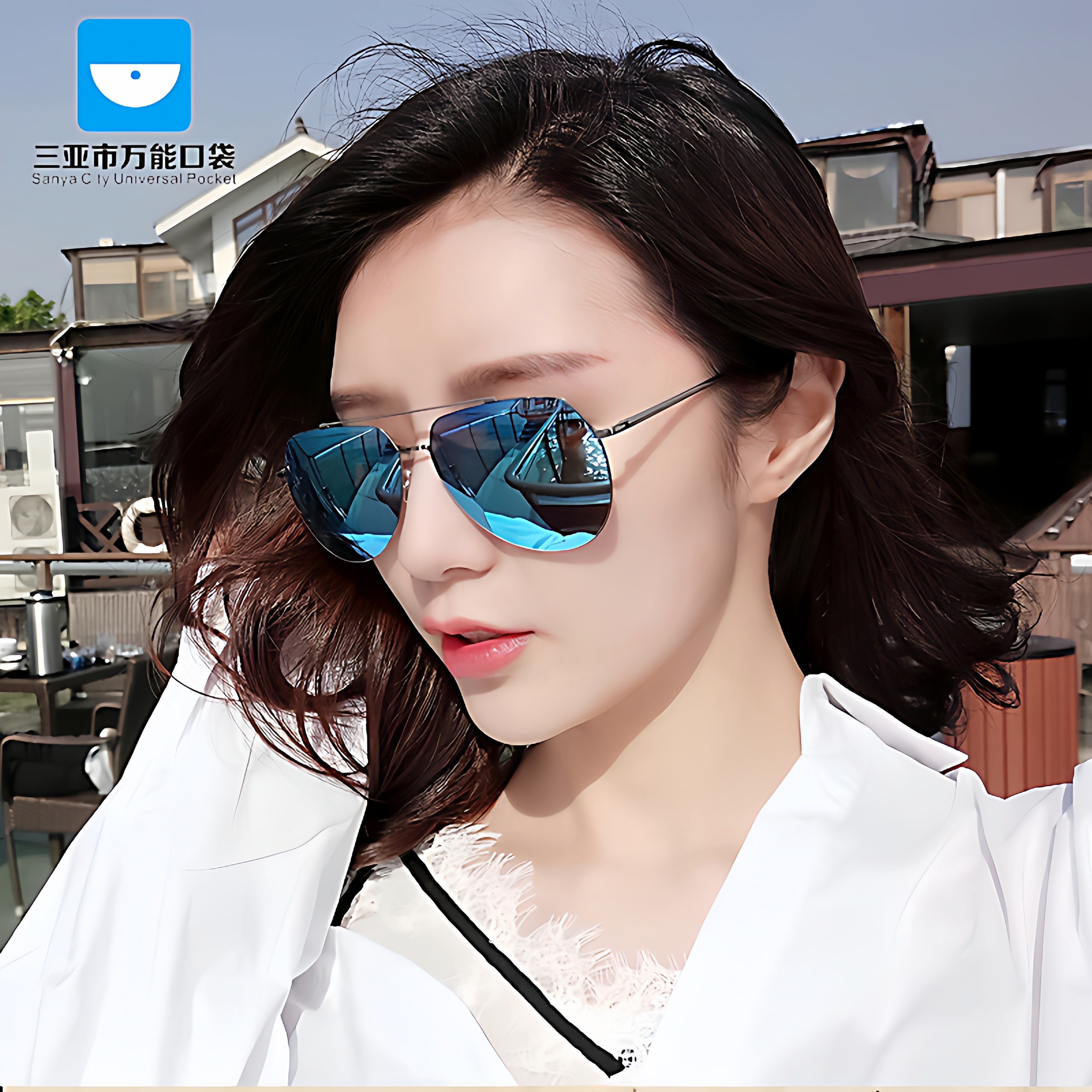 三亚-金属偏光太阳镜 男士墨镜尼龙彩膜反光蛤蟆镜男女同款偏光镜