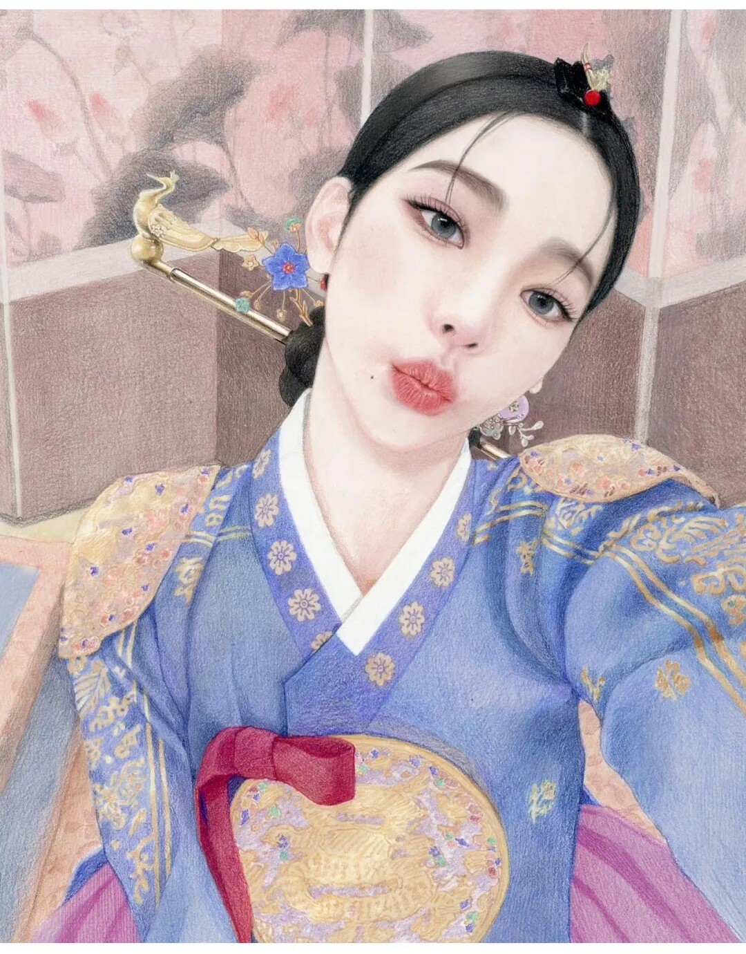 韩国插画师hantograph彩铅手绘美女人像电子插画临摹合集166张