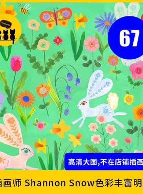 高清1.插画师Shannon Snow作品图片素材电子版丰富明亮色彩花朵