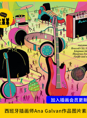 【1528】西班牙插画师Ana Galvan图片素材作品集色彩鲜明创意