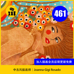 【1898】中古风插画师Gigi Joanna Rosado色彩丰富女性插画图片
