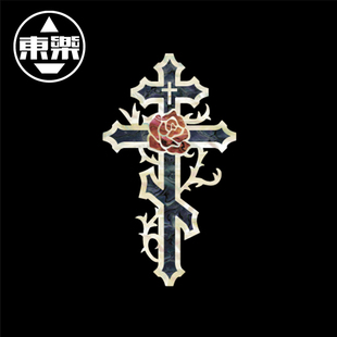 日本产 JOCKOMO 吉他 贝斯 十字玫瑰贴纸 琴身贴 仿贝壳纹理