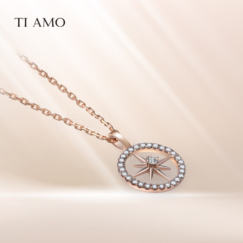 Tiamo钻石八芒星碎钻项链玫瑰金套链现货|msdalam kategori barang kemas/berlian/Emerald/emas, perhiasan Diamond (baru), Neckwear - dari Buy2taobao.com untuk memberikan perkhidmatan ejen Taobao profesional membeli
