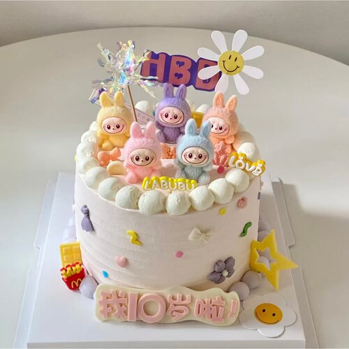 可爱卡通兔头蛋糕装饰摆件摆件植绒小兔子布布儿童生日烘焙装扮