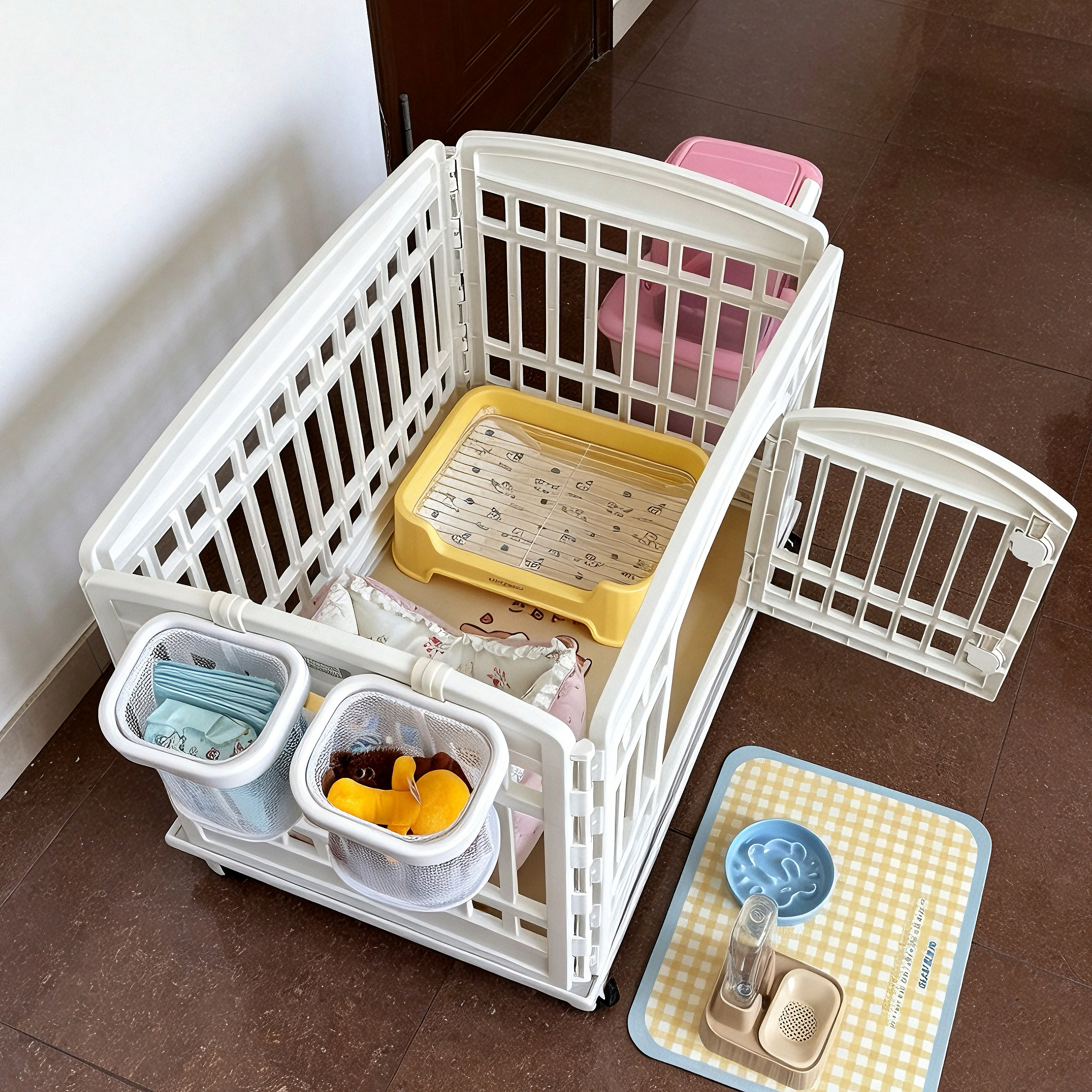 爱丽思狗狗围栏室内防护栏小型犬栅栏约克夏小狗笼子别墅家用狗窝