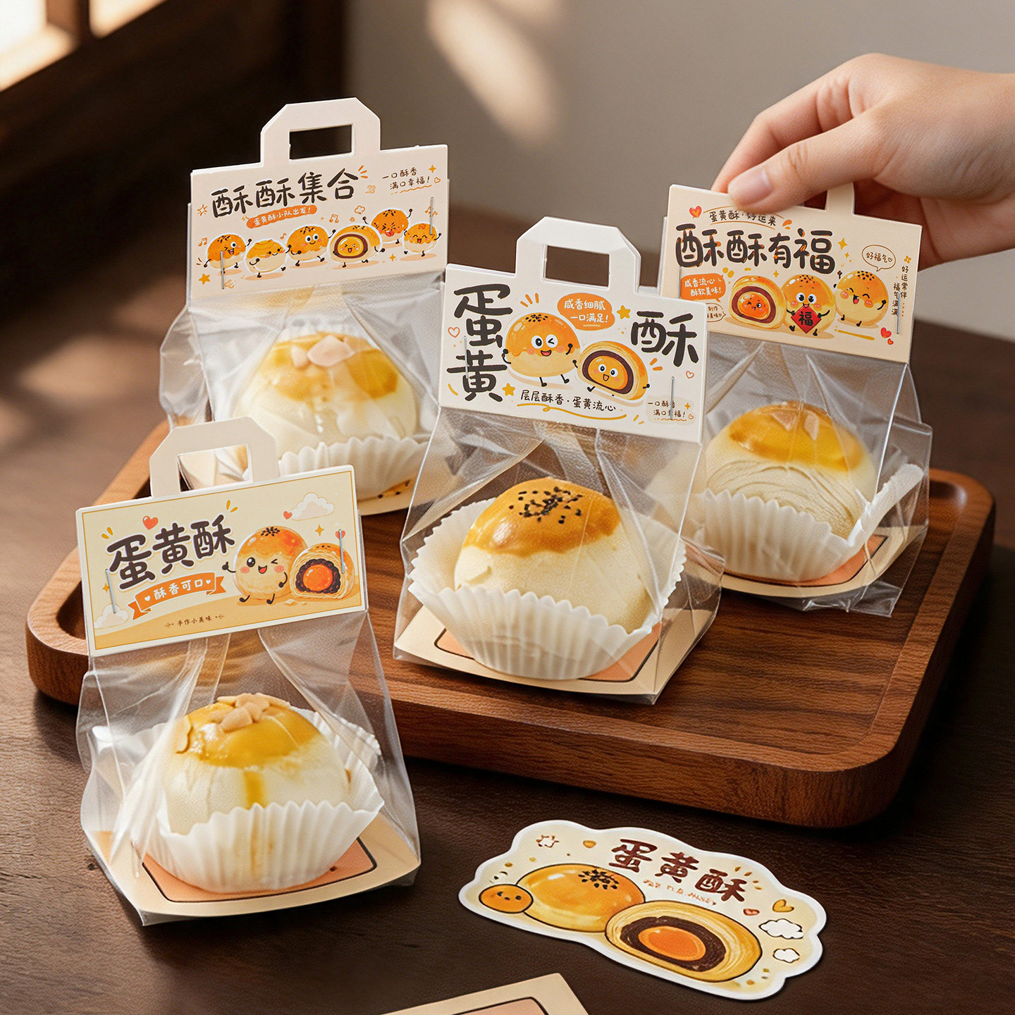 蛋黄酥包装袋手提卡头打包袋透明