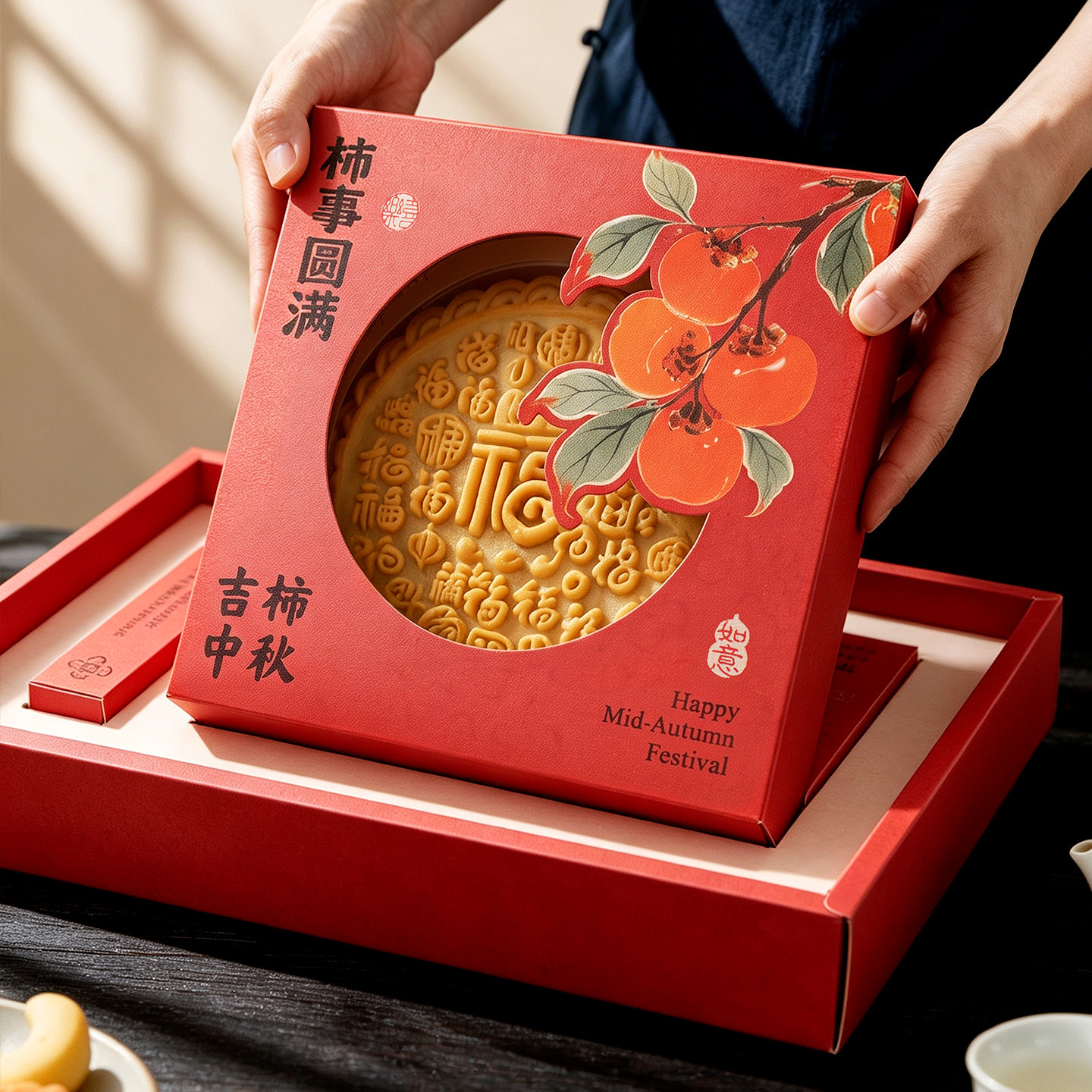 2026年中秋节大月饼包装盒手提1一斤装高档礼盒广式送礼品500g定