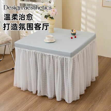 四方烤火桌子罩套防油防水一体桌罩烤火被正方形麻将机罩套高级感