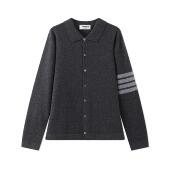 条纹男女情侣同款 四杠羊毛针织polo领衬衫 夹克外套针织衫