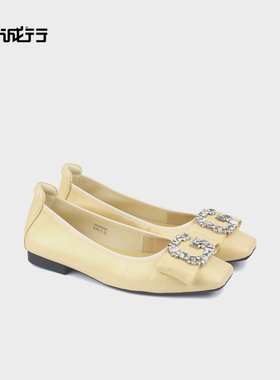 和诚行  夏季款柔软羊皮浅口单鞋女复古方头平底单鞋2020025