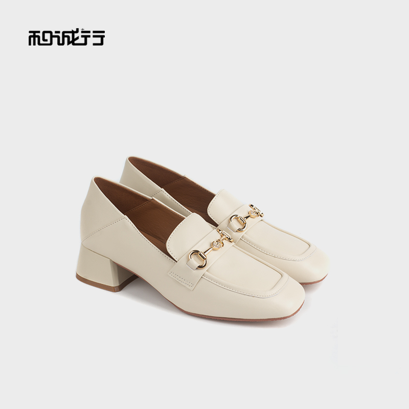 和诚行粗跟乐福鞋简约