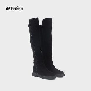 和诚行2025秋冬季新款英伦风时尚百搭女式长靴1720018