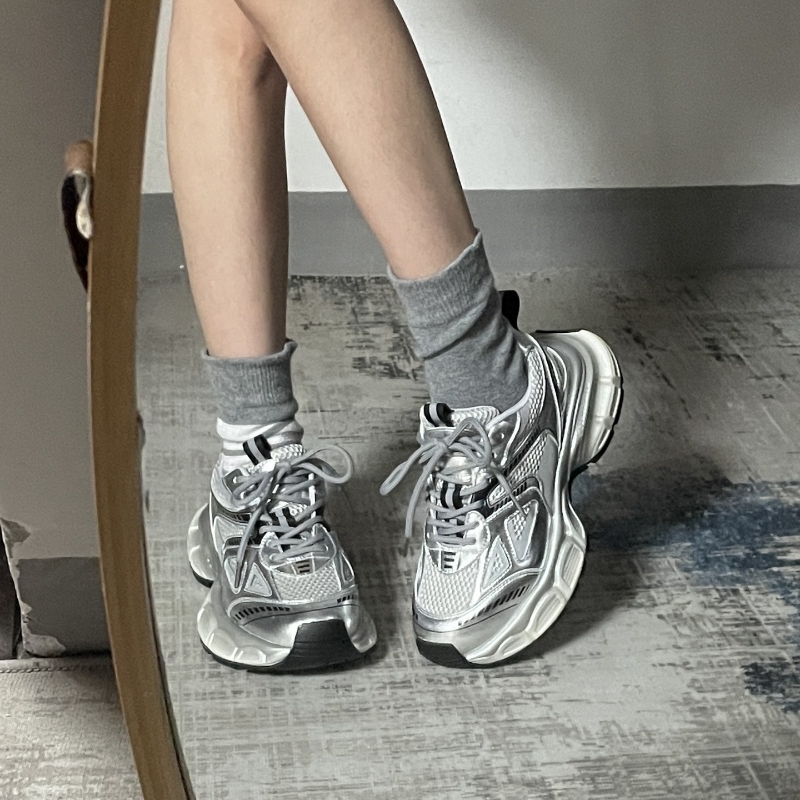 2025秋冬季新款ins潮厚底银色老爹鞋增高运动鞋女鞋跑步鞋