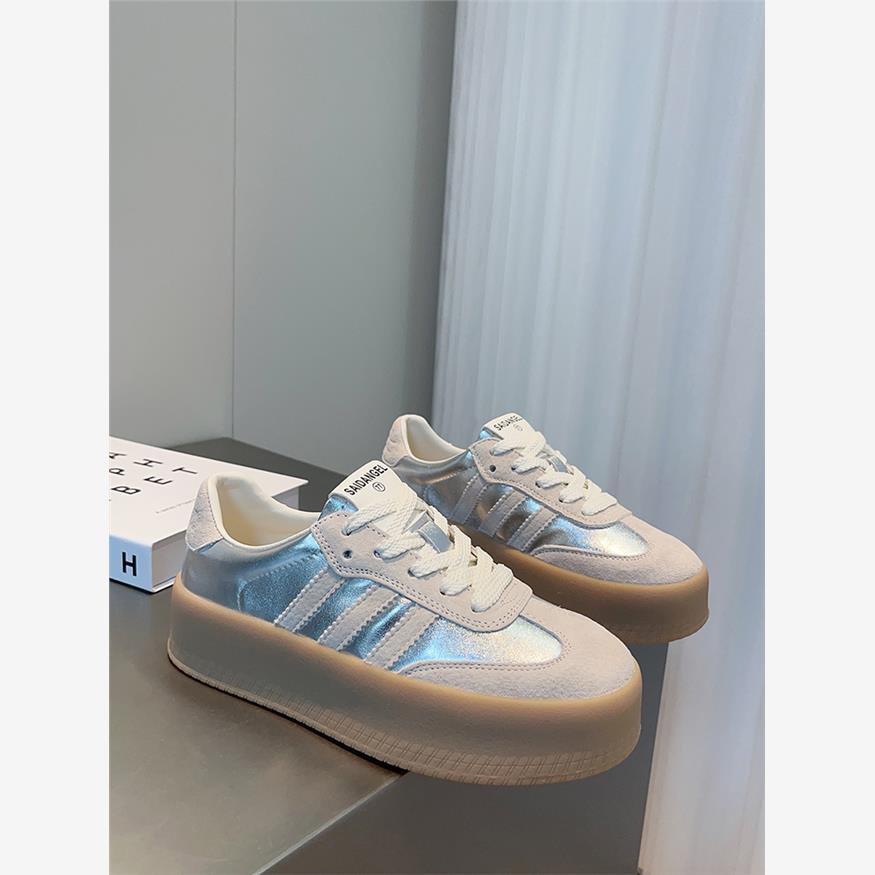 流行真皮女性道德训练鞋2025秋季新款厚底舒适百搭底软底休闲运动