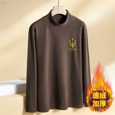 半高领男女打底衫双面绒德绒保暖内衣秋冬季加绒加厚保暖百搭修身