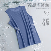 宽松运动健身速干无袖 夏季 坎肩薄体恤 冰丝背心t恤男士 2025新款