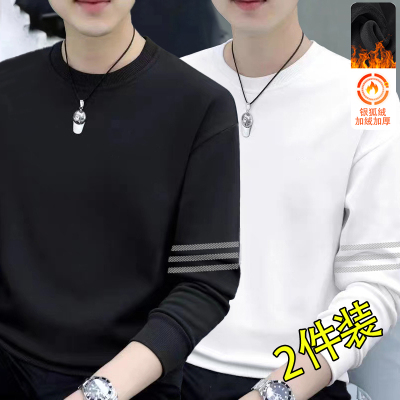 套头卫衣男秋冬季2025新款青少年男款宽松加绒重磅无帽外套百搭