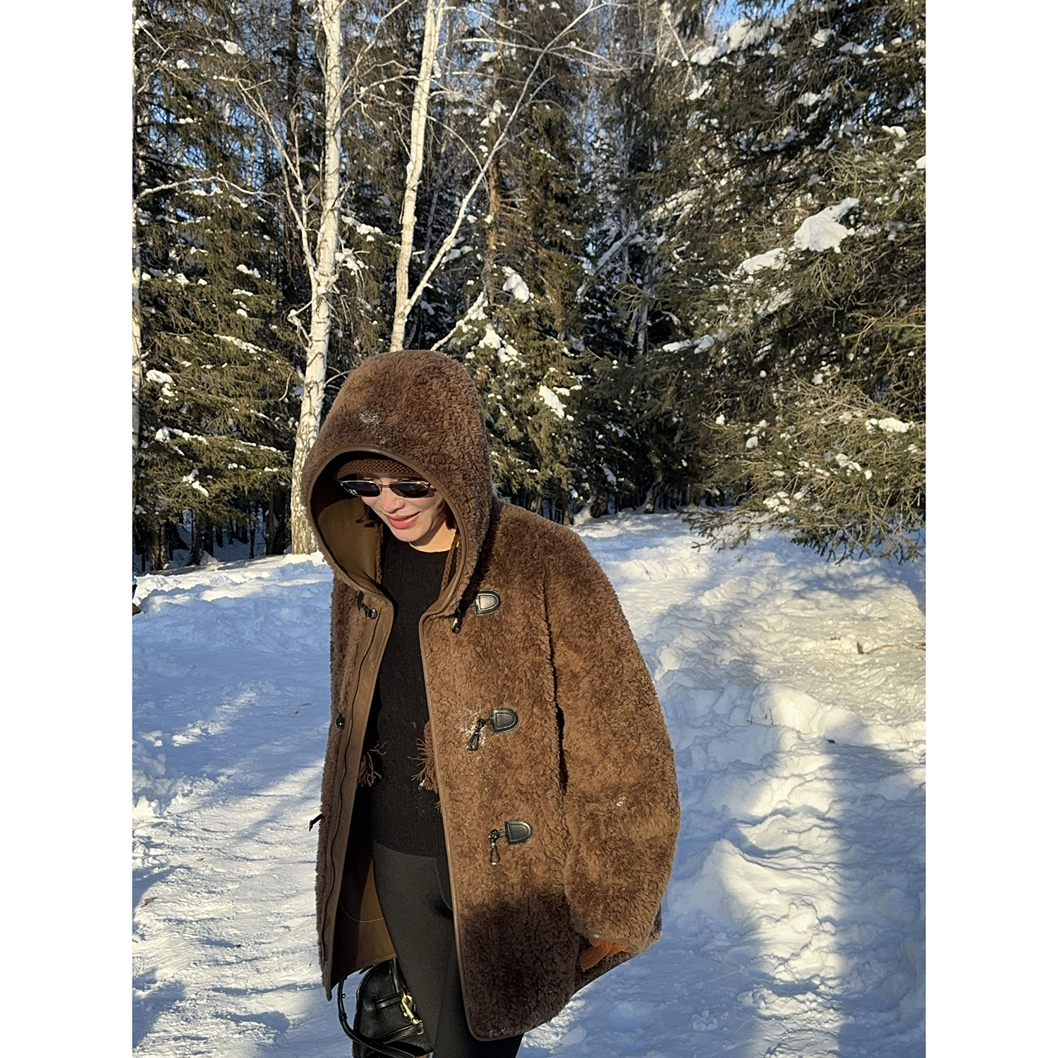 100绵羊毛两面穿皮毛一体外套