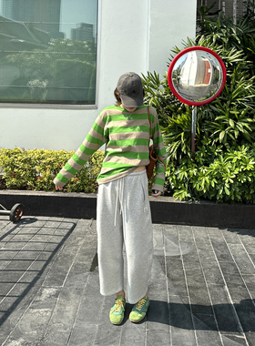 灰色卫裤女直筒休闲2025春新款立体裁剪长绒棉侧缝前置拼接九分裤