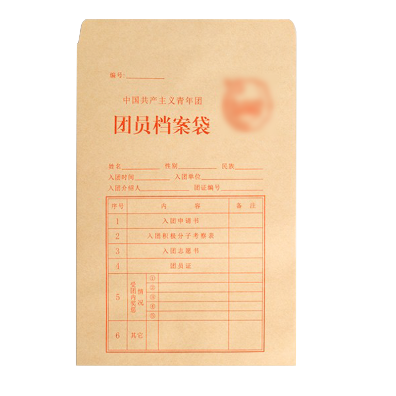 团员档案袋新版定制学校印logo
