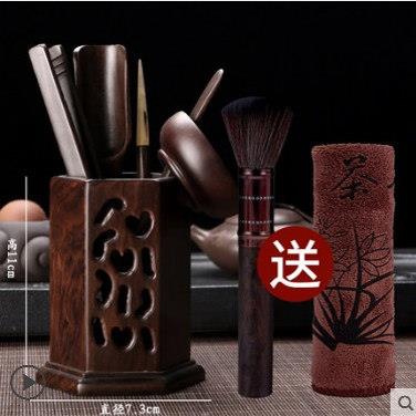黑檀实木茶道六君子套装家用茶筒茶夹勺普洱茶刀茶针功夫茶具配件