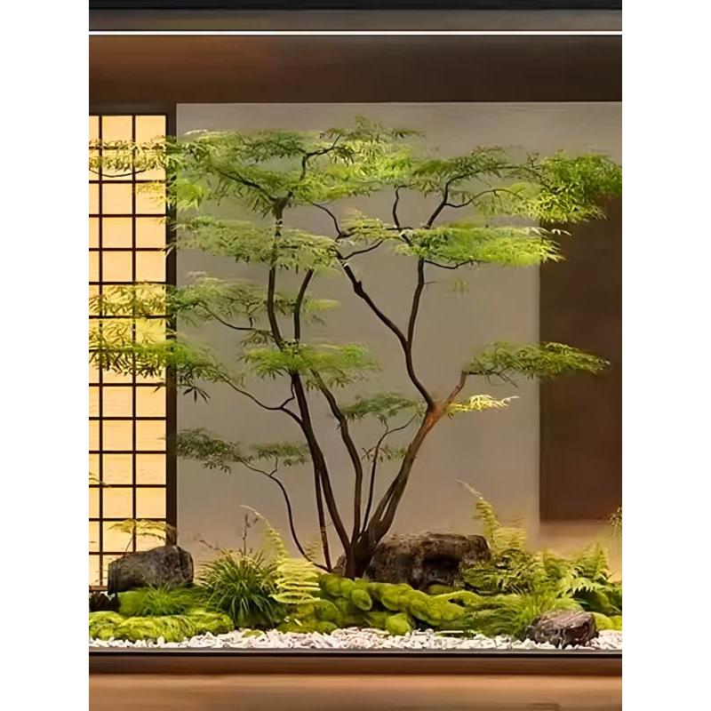 采购产品模拟绿色植物，鸡爪，假枫树，美化窗户，商场，茶室，窗
