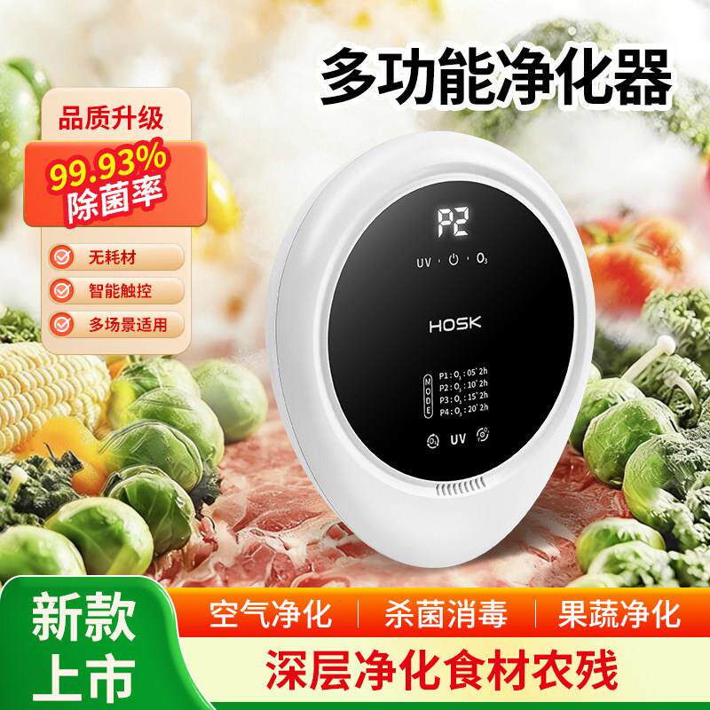 HOSK多功能净化器智能触控99.93%除菌空气净化杀菌消毒机