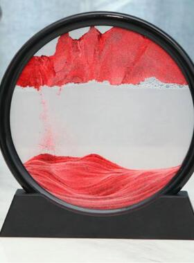 朱砂流沙画3D沙漏解压桌面摆件水飞砂流沙画沙漏办公摆件装饰