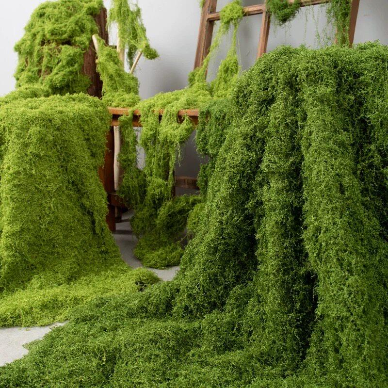丝状彷真苔藓整块装饰墙青苔草坪羊毛藓景观造景铺面人造苔藓装饰