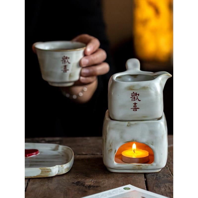 围炉蜡烛煮茶加热陶瓷茶壶茶海底座小火炉保温暖茶器提香器烘茶炉