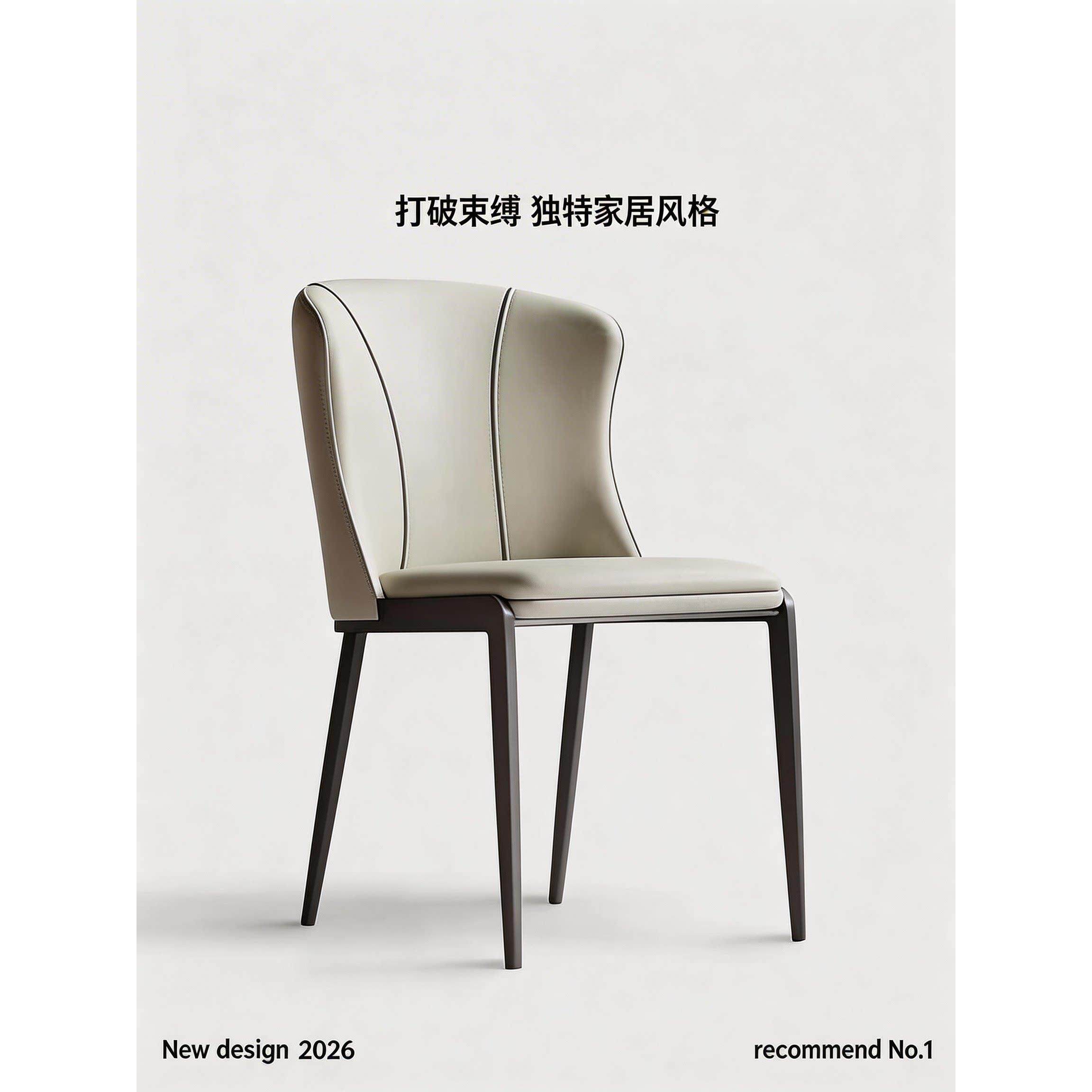 简约现代设计师餐厅家用真皮餐椅轻奢北欧餐桌椅子意式极简靠背椅