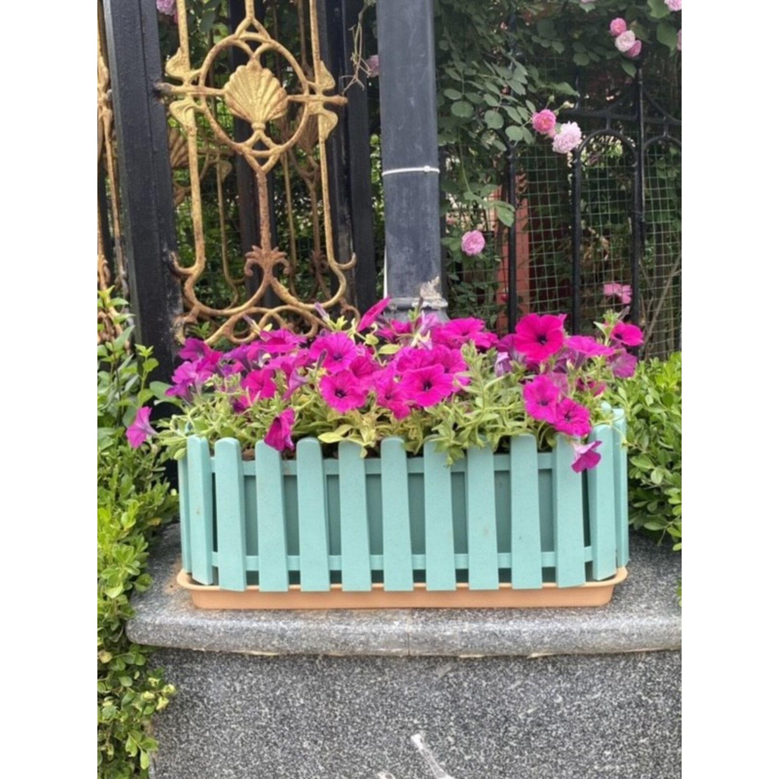 欧式短牵牛花郁金香玫瑰花盆Pp树脂塑料椭圆形围栏盆栽绿色萝卜多