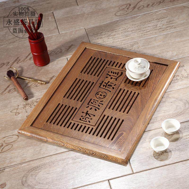 大理石功夫茶几专用嵌入式漏接水盘茶具实木茶盘托盘家用小号简约