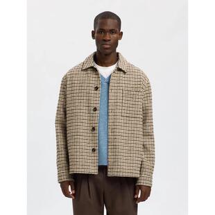 代购SELECTED思莱德男士衬衫舒适保暖格纹长袖商务休闲衬衣爆款