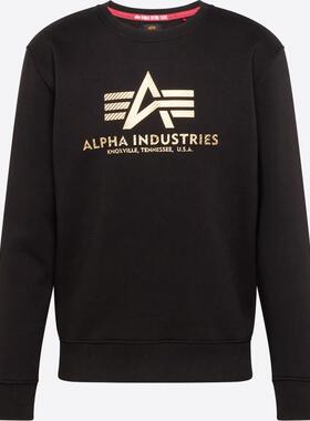 代购Alpha Industries阿尔法工业男士卫衣保暖舒适棉质黑色日常