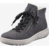 代购 rieker女士短靴防滑保暖透气轻便侧拉链系带设计圆头平跟