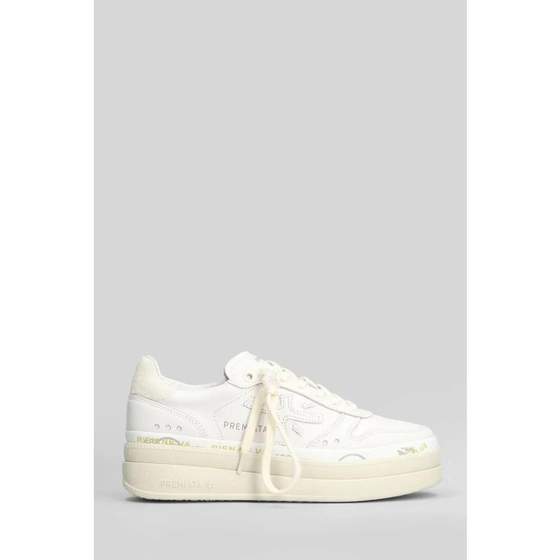 代购Premiata女士板鞋增高设计舒适缓震轻便耐磨防滑底白色