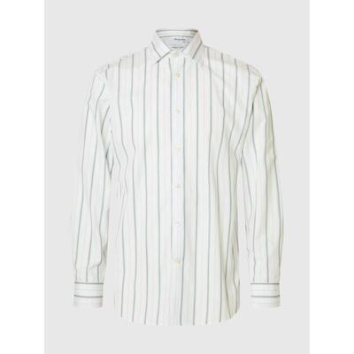 代购SELECTED思莱德男士衬衫透气抗皱条纹棉质商务通勤衬衣爆款