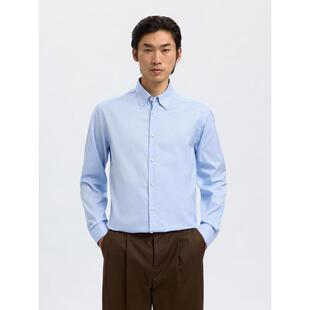 代购SELECTED思莱德男士衬衫透气抗皱棉质长袖商务通勤衬衣爆款