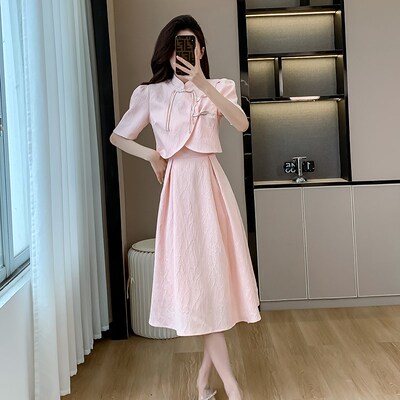新中式改良旗袍连衣裙子女夏装2025年新款小P个子气质高级感套装