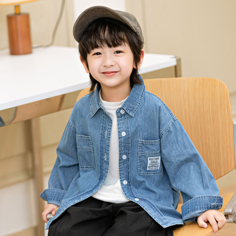 男童牛仔衬衫2023新款中小童y宽松纯棉衬衣夏季宝U宝休闲外套薄上