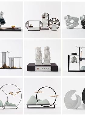 新中式禅意摆件中国风客厅玄关博古架酒柜办公室样板间创意装饰品