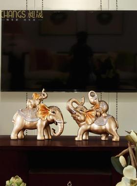 三象之家创意摆件招财新婚礼物酒柜装饰工艺品大象一家三口工艺品