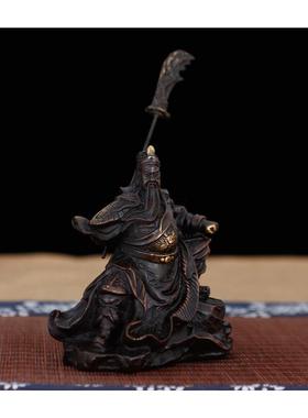 纯黄铜关公摆件车载关公饰品车内饰品关公工艺品关公汽车摆件