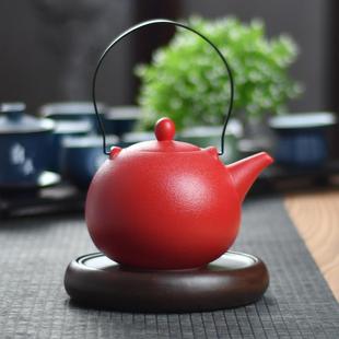 茶道用泡茶器陶壶大茶壶 提梁粗陶壶功夫茶具壶简约家用单壶中日式
