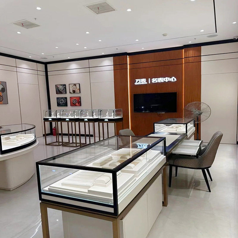 珠宝玻璃展示柜手表柜台不锈钢珠宝展示柜玻璃柜台首饰中岛柜定制