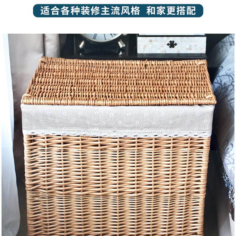 藤编脏衣篮带盖子衣服收纳筐大号衣物收纳箱柳编篮编织篓家用百厂