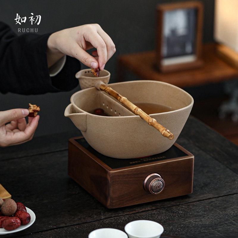 古法合璧罐罐茶煮茶器老岩泥围炉砂锅煮茶壶复古电陶炉煮茶碗套装